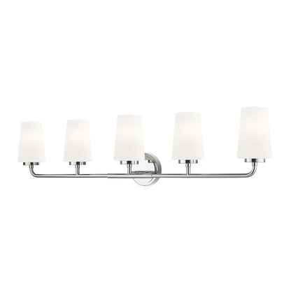 Z-Lite Montford 5-Light Medium Bulb Base Chrome Steel Frame Matte Opal Glass Shade Vanity Light