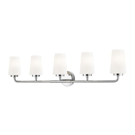 Z-Lite Montford 5-Light Medium Bulb Base Chrome Steel Frame Matte Opal Glass Shade Vanity Light
