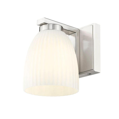 Z-Lite Naya 1-Light Medium Bulb Base Brushed Nickel Steel Frame Matte Opal Glass Shade Wall Sconce