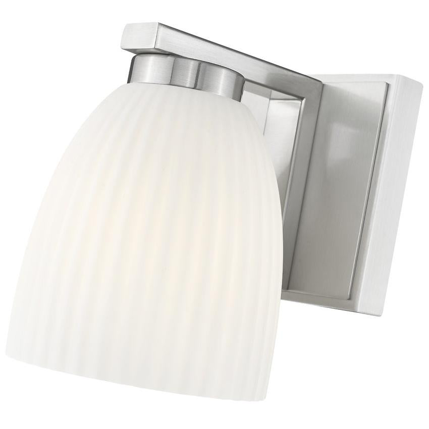Z-Lite Naya 1-Light Medium Bulb Base Brushed Nickel Steel Frame Matte Opal Glass Shade Wall Sconce