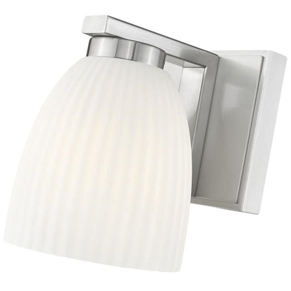 Z-Lite Naya 1-Light Medium Bulb Base Brushed Nickel Steel Frame Matte Opal Glass Shade Wall Sconce