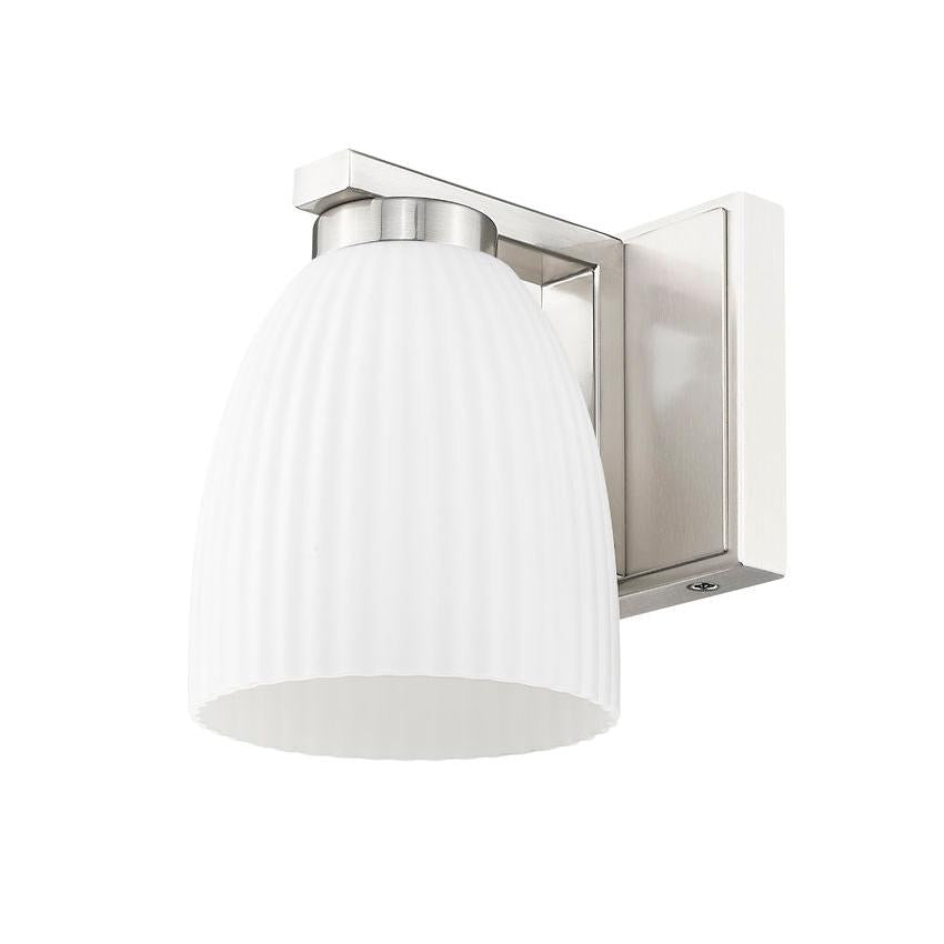 Z-Lite Naya 1-Light Medium Bulb Base Brushed Nickel Steel Frame Matte Opal Glass Shade Wall Sconce