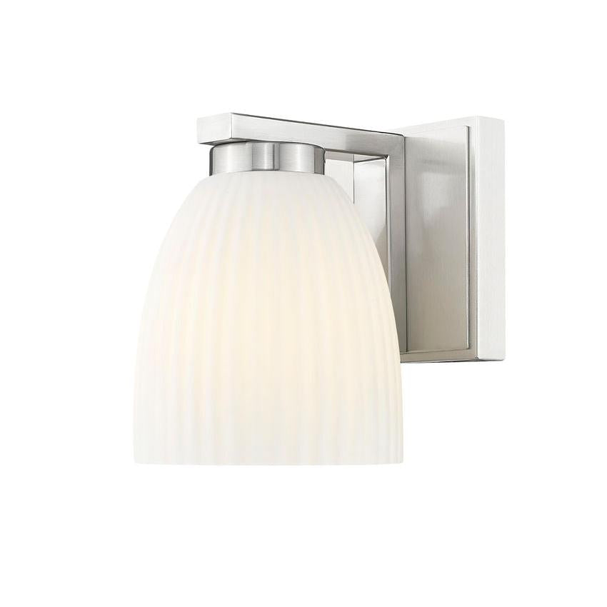 Z-Lite Naya 1-Light Medium Bulb Base Brushed Nickel Steel Frame Matte Opal Glass Shade Wall Sconce