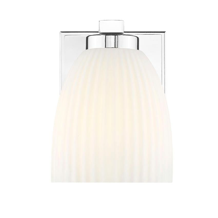 Z-Lite Naya 1-Light Medium Bulb Base Chrome Steel Frame Matte Opal Glass Shade Wall Sconce