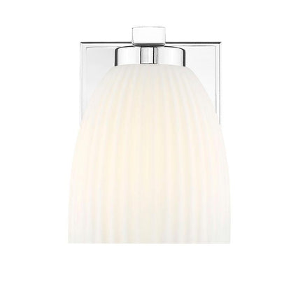 Z-Lite Naya 1-Light Medium Bulb Base Chrome Steel Frame Matte Opal Glass Shade Wall Sconce