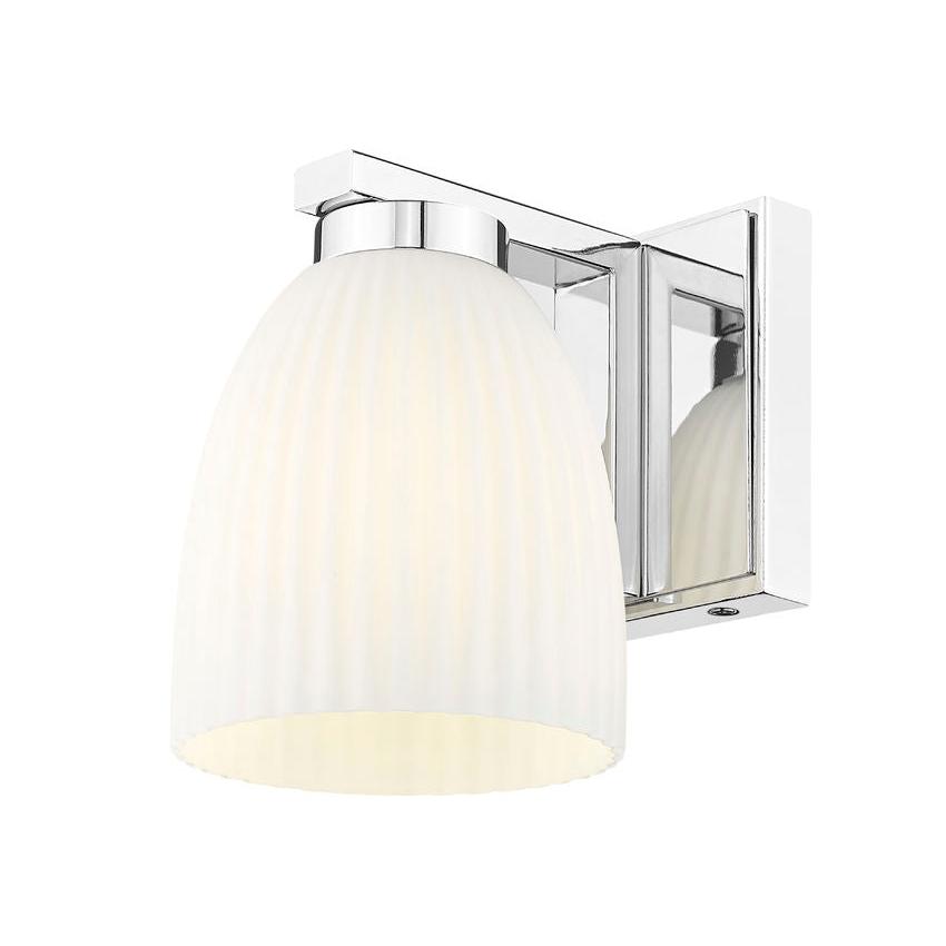 Z-Lite Naya 1-Light Medium Bulb Base Chrome Steel Frame Matte Opal Glass Shade Wall Sconce