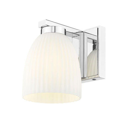 Z-Lite Naya 1-Light Medium Bulb Base Chrome Steel Frame Matte Opal Glass Shade Wall Sconce