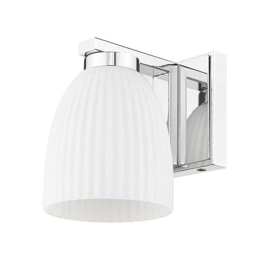 Z-Lite Naya 1-Light Medium Bulb Base Chrome Steel Frame Matte Opal Glass Shade Wall Sconce