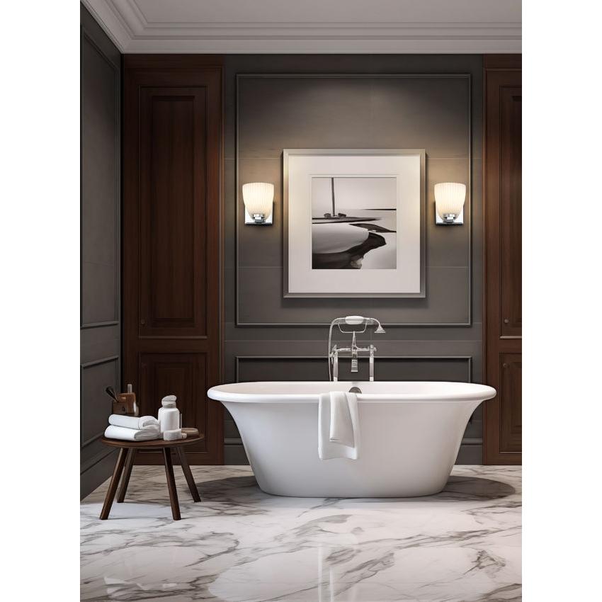 Z-Lite Naya 1-Light Medium Bulb Base Chrome Steel Frame Matte Opal Glass Shade Wall Sconce