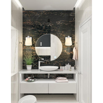 Z-Lite Naya 1-Light Medium Bulb Base Chrome Steel Frame Matte Opal Glass Shade Wall Sconce