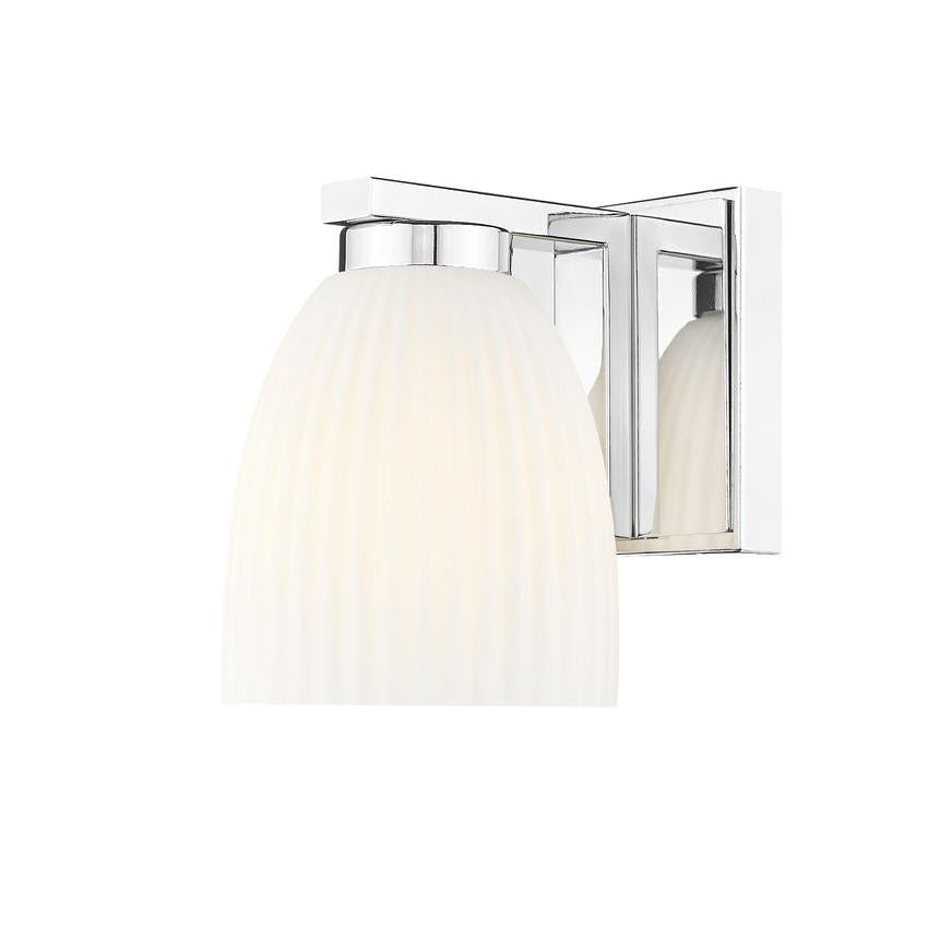 Z-Lite Naya 1-Light Medium Bulb Base Chrome Steel Frame Matte Opal Glass Shade Wall Sconce