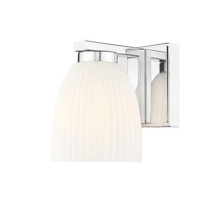 Z-Lite Naya 1-Light Medium Bulb Base Chrome Steel Frame Matte Opal Glass Shade Wall Sconce