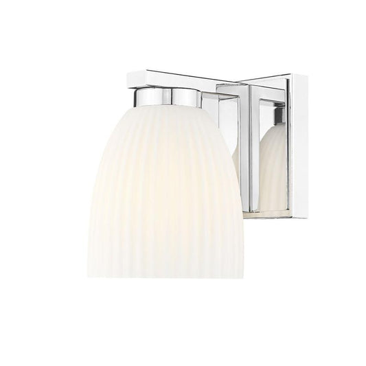 Z-Lite Naya 1-Light Medium Bulb Base Chrome Steel Frame Matte Opal Glass Shade Wall Sconce