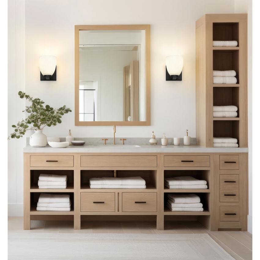 Z-Lite Naya 1-Light Medium Bulb Base Matte Black Steel Frame Matte Opal Glass Shade Wall Sconce