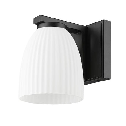 Z-Lite Naya 1-Light Medium Bulb Base Matte Black Steel Frame Matte Opal Glass Shade Wall Sconce