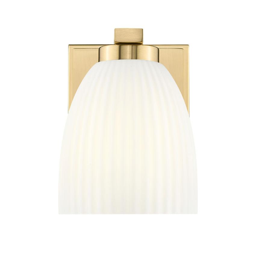 Z-Lite Naya 1-Light Medium Bulb Base Modern Gold Steel Frame Matte Opal Glass Shade Wall Sconce