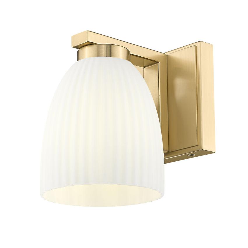 Z-Lite Naya 1-Light Medium Bulb Base Modern Gold Steel Frame Matte Opal Glass Shade Wall Sconce
