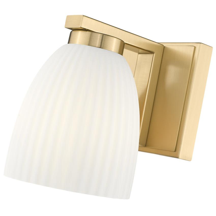 Z-Lite Naya 1-Light Medium Bulb Base Modern Gold Steel Frame Matte Opal Glass Shade Wall Sconce