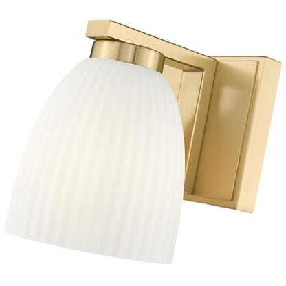Z-Lite Naya 1-Light Medium Bulb Base Modern Gold Steel Frame Matte Opal Glass Shade Wall Sconce