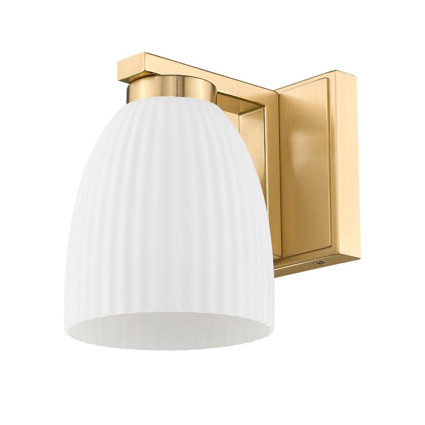Z-Lite Naya 1-Light Medium Bulb Base Modern Gold Steel Frame Matte Opal Glass Shade Wall Sconce