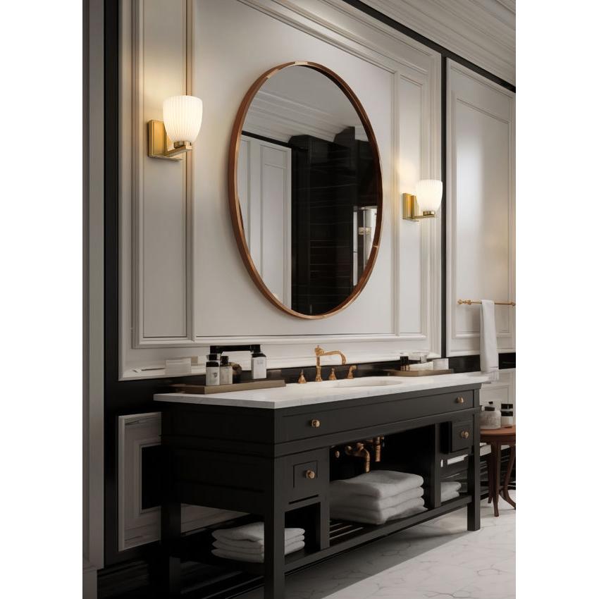 Z-Lite Naya 1-Light Medium Bulb Base Modern Gold Steel Frame Matte Opal Glass Shade Wall Sconce