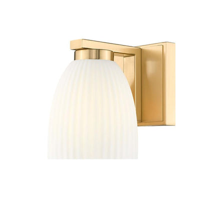 Z-Lite Naya 1-Light Medium Bulb Base Modern Gold Steel Frame Matte Opal Glass Shade Wall Sconce