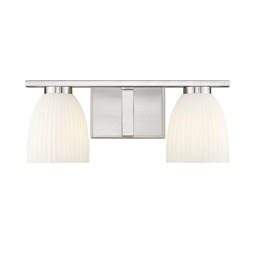 Z-Lite Naya 2-Light Medium Bulb Base Brushed Nickel Steel Frame Matte Opal Glass Shade Vanity Light