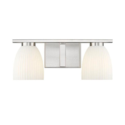 Z-Lite Naya 2-Light Medium Bulb Base Brushed Nickel Steel Frame Matte Opal Glass Shade Vanity Light