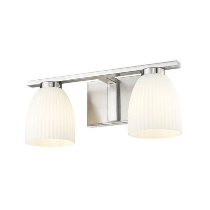 Z-Lite Naya 2-Light Medium Bulb Base Brushed Nickel Steel Frame Matte Opal Glass Shade Vanity Light