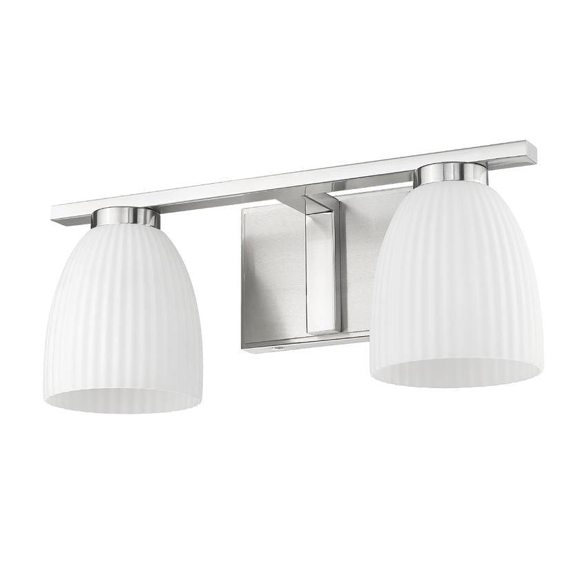 Z-Lite Naya 2-Light Medium Bulb Base Brushed Nickel Steel Frame Matte Opal Glass Shade Vanity Light