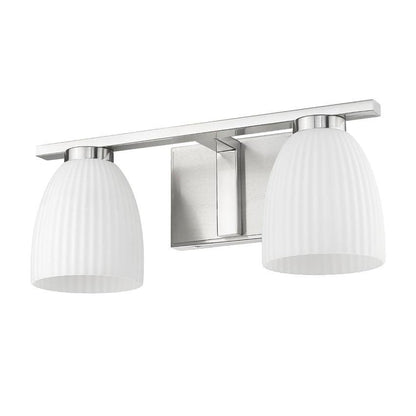 Z-Lite Naya 2-Light Medium Bulb Base Brushed Nickel Steel Frame Matte Opal Glass Shade Vanity Light