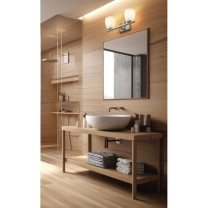 Z-Lite Naya 2-Light Medium Bulb Base Brushed Nickel Steel Frame Matte Opal Glass Shade Vanity Light