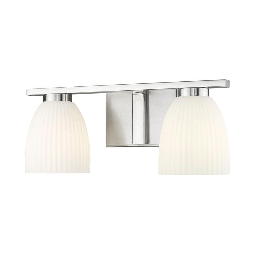 Z-Lite Naya 2-Light Medium Bulb Base Brushed Nickel Steel Frame Matte Opal Glass Shade Vanity Light