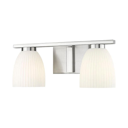 Z-Lite Naya 2-Light Medium Bulb Base Brushed Nickel Steel Frame Matte Opal Glass Shade Vanity Light