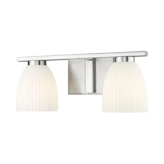 Z-Lite Naya 2-Light Medium Bulb Base Brushed Nickel Steel Frame Matte Opal Glass Shade Vanity Light