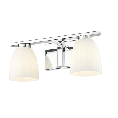 Z-Lite Naya 2-Light Medium Bulb Base Chrome Steel Frame Matte Opal Glass Shade Vanity Light
