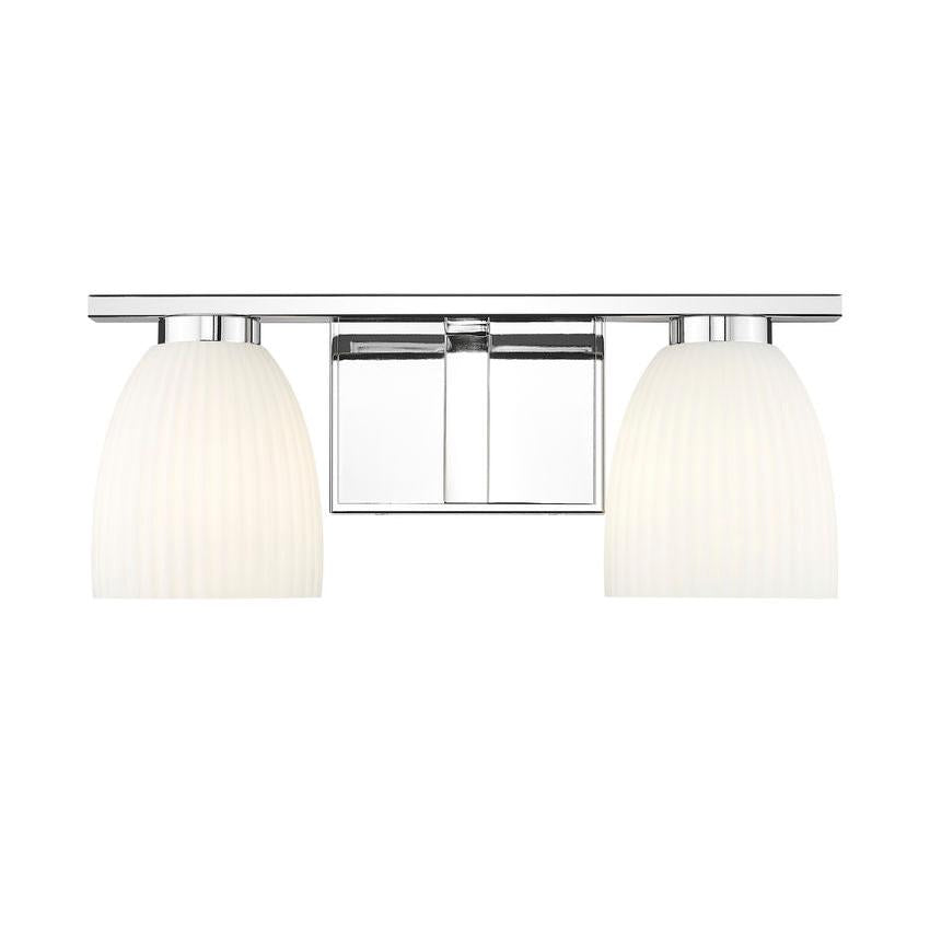 Z-Lite Naya 2-Light Medium Bulb Base Chrome Steel Frame Matte Opal Glass Shade Vanity Light