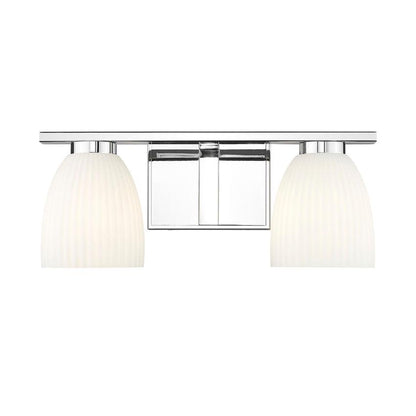 Z-Lite Naya 2-Light Medium Bulb Base Chrome Steel Frame Matte Opal Glass Shade Vanity Light