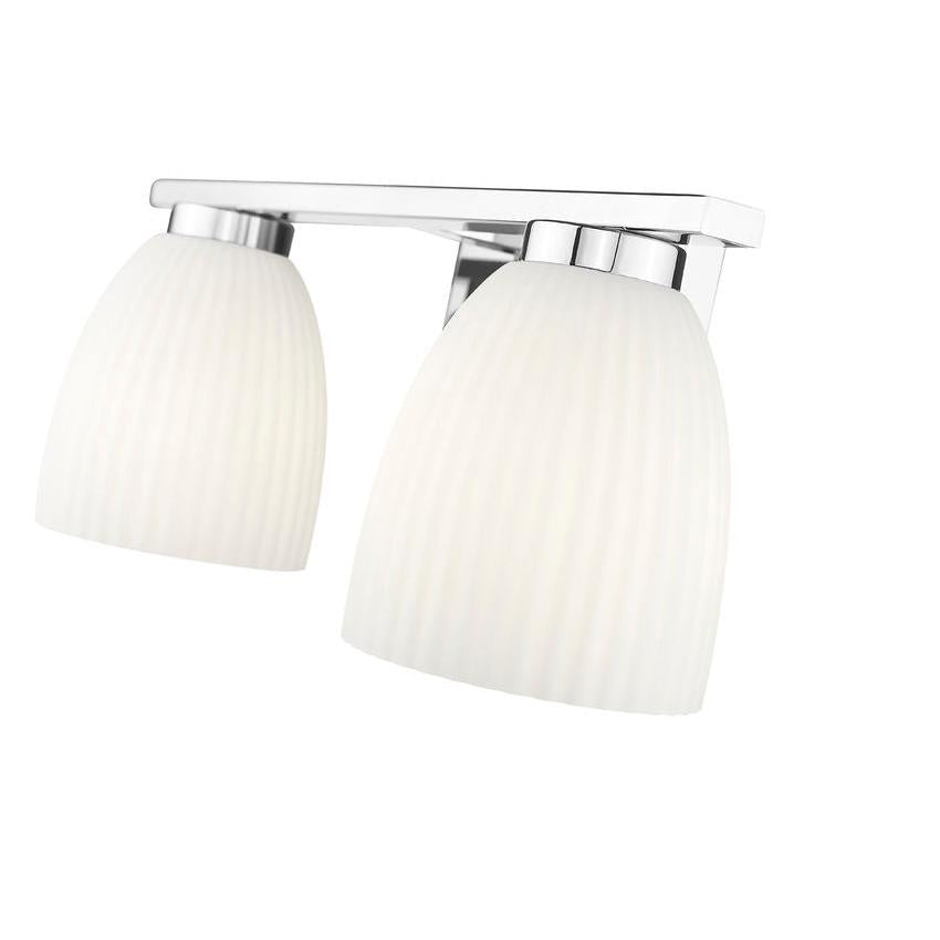Z-Lite Naya 2-Light Medium Bulb Base Chrome Steel Frame Matte Opal Glass Shade Vanity Light