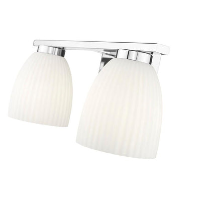 Z-Lite Naya 2-Light Medium Bulb Base Chrome Steel Frame Matte Opal Glass Shade Vanity Light