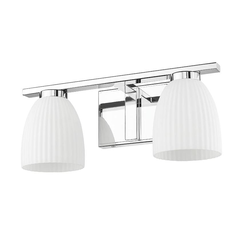 Z-Lite Naya 2-Light Medium Bulb Base Chrome Steel Frame Matte Opal Glass Shade Vanity Light