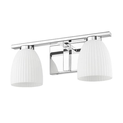 Z-Lite Naya 2-Light Medium Bulb Base Chrome Steel Frame Matte Opal Glass Shade Vanity Light