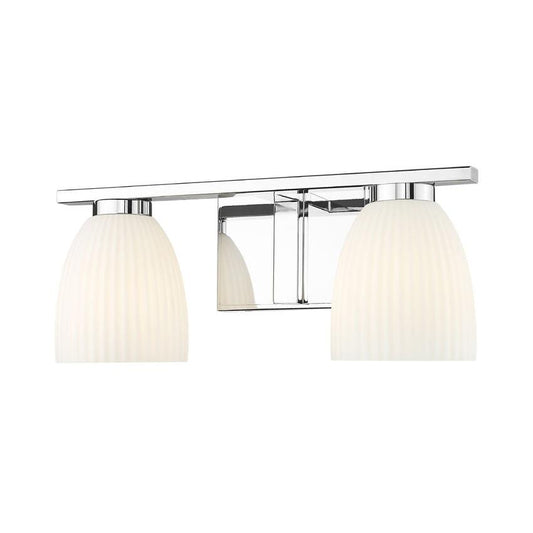 Z-Lite Naya 2-Light Medium Bulb Base Chrome Steel Frame Matte Opal Glass Shade Vanity Light
