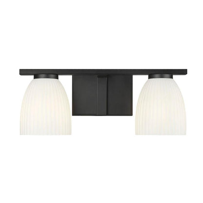 Z-Lite Naya 2-Light Medium Bulb Base Matte Black Steel Frame Matte Opal Glass Shade Vanity Light