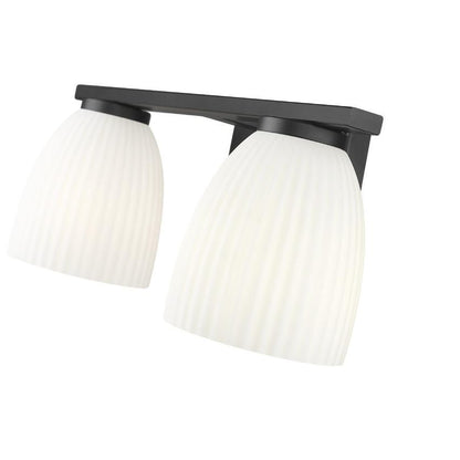 Z-Lite Naya 2-Light Medium Bulb Base Matte Black Steel Frame Matte Opal Glass Shade Vanity Light