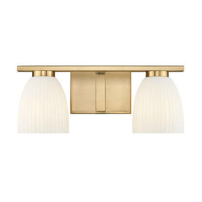 Z-Lite Naya 2-Light Medium Bulb Base Modern Gold Steel Frame Matte Opal Glass Shade Vanity Light