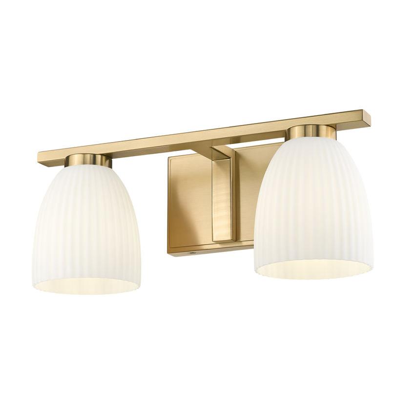 Z-Lite Naya 2-Light Medium Bulb Base Modern Gold Steel Frame Matte Opal Glass Shade Vanity Light