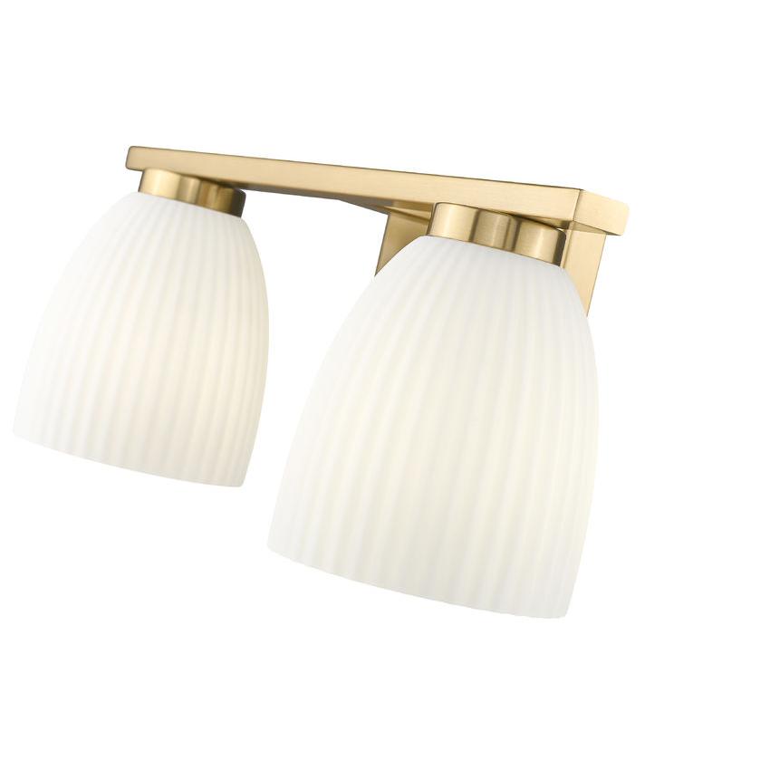 Z-Lite Naya 2-Light Medium Bulb Base Modern Gold Steel Frame Matte Opal Glass Shade Vanity Light