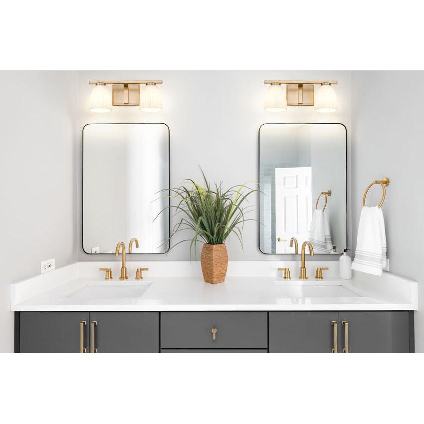 Z-Lite Naya 2-Light Medium Bulb Base Modern Gold Steel Frame Matte Opal Glass Shade Vanity Light