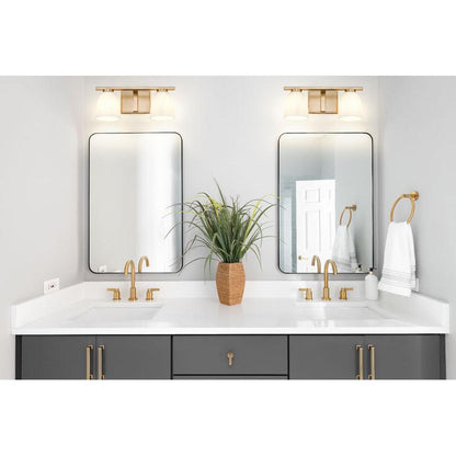 Z-Lite Naya 2-Light Medium Bulb Base Modern Gold Steel Frame Matte Opal Glass Shade Vanity Light